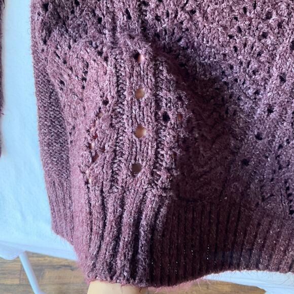 Maurices Women Long Sleeve Crewneck Knit Long Blouse size XS, Wine Purple - Picture 5 of 8
